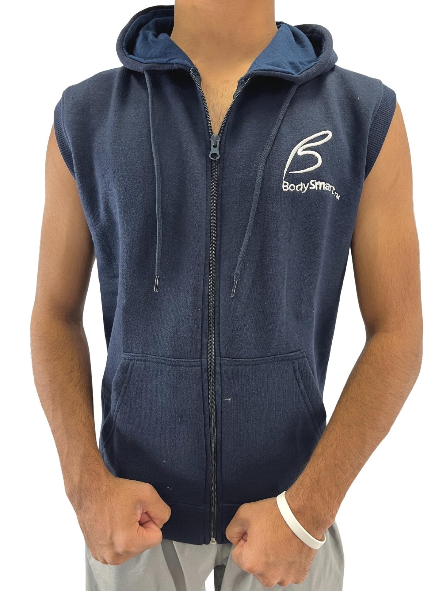 BODYSMART™ Men's Sleeveless Fleece Workout Zip Hoodie