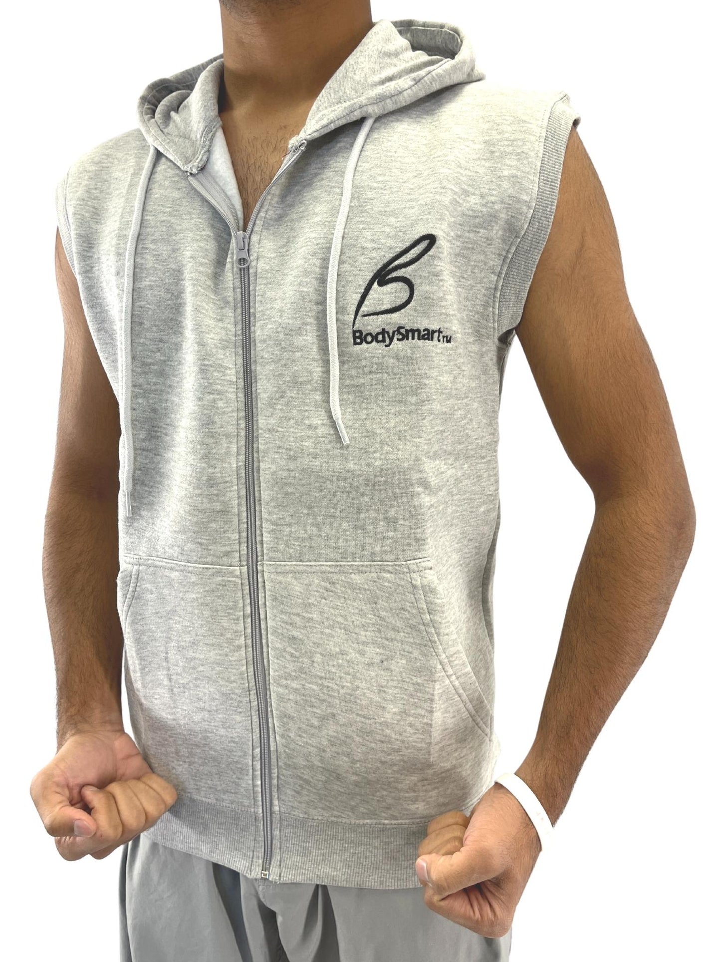 BODYSMART™ Men's Sleeveless Fleece Workout Zip Hoodie