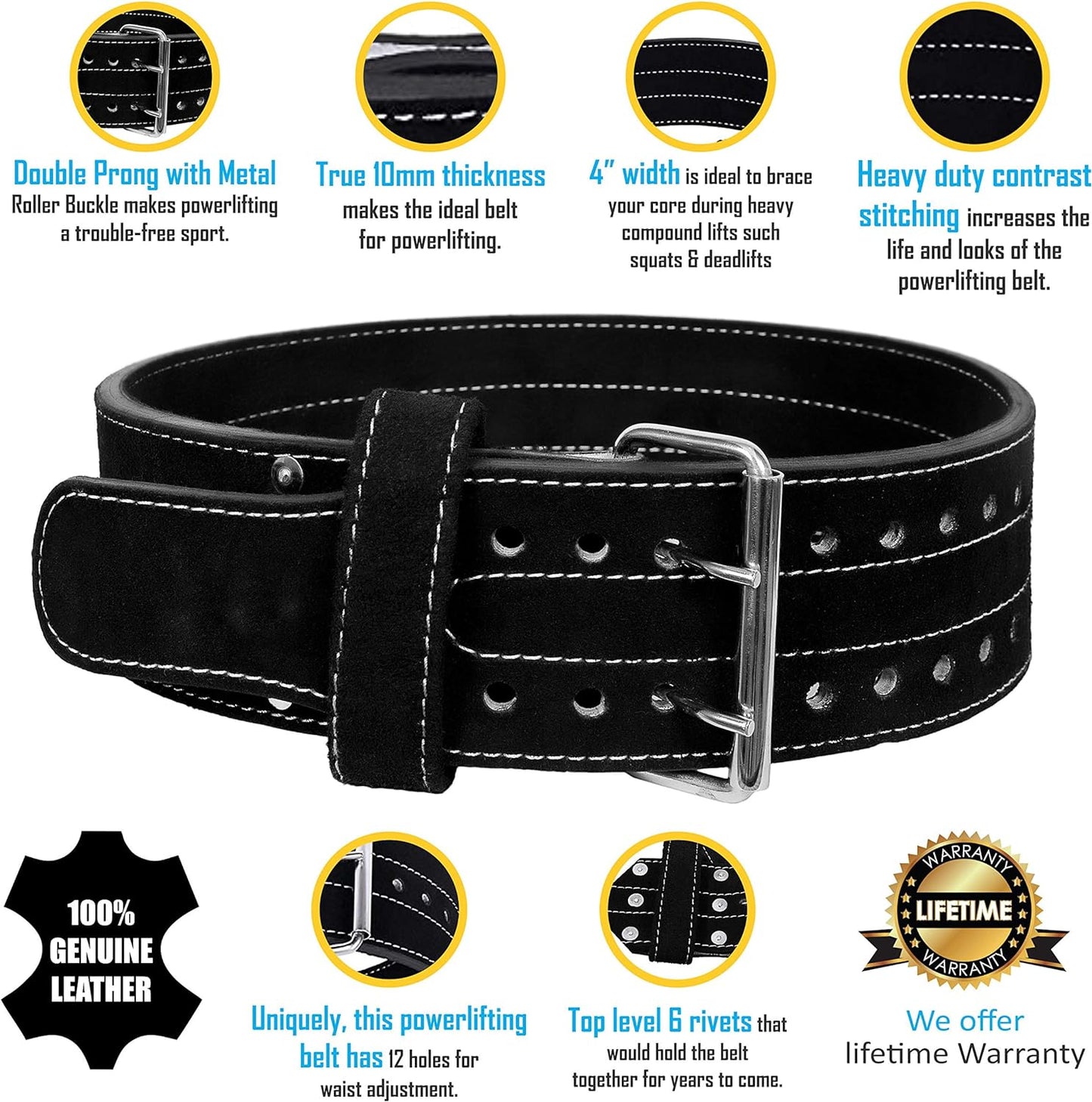 BODYSMART™ Suede Leather Powerlifting Belt